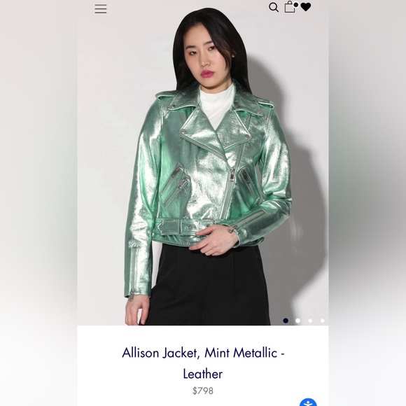 Walter Baker Allison Metallic Leather Moto Jacket -Lambskin - Size S NEW - Picture 4 of 17